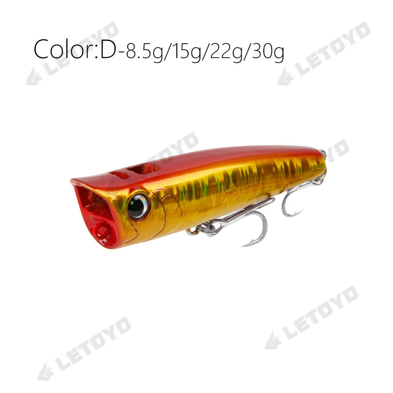 Topwater Popper Fishing Lure - Hard Bait for Bass, Pike & Perch