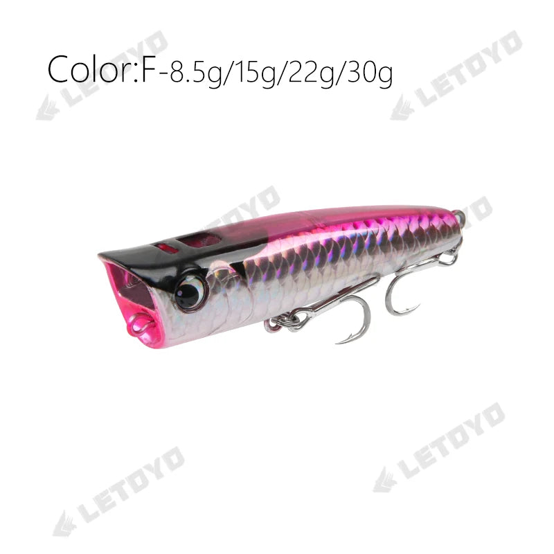 Topwater Popper Fishing Lure - Hard Bait for Bass, Pike & Perch
