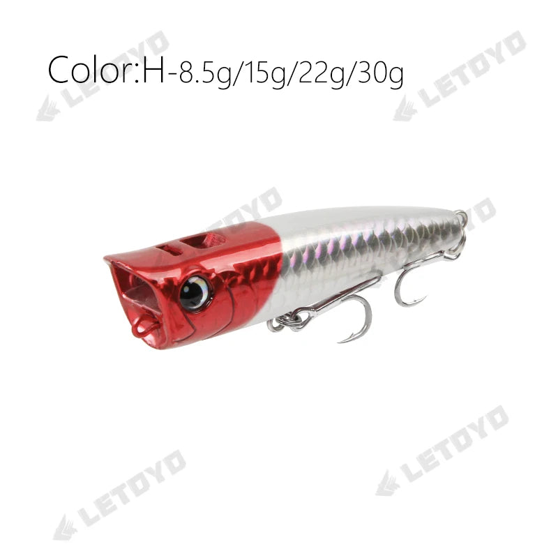 Topwater Popper Fishing Lure - Hard Bait for Bass, Pike & Perch