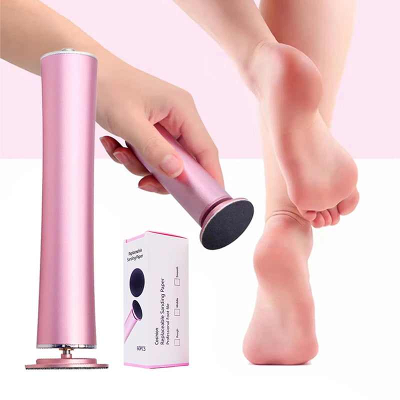 Electric Pedicure Tool - Rechargeable Foot File with 60 Sandpaper Discs