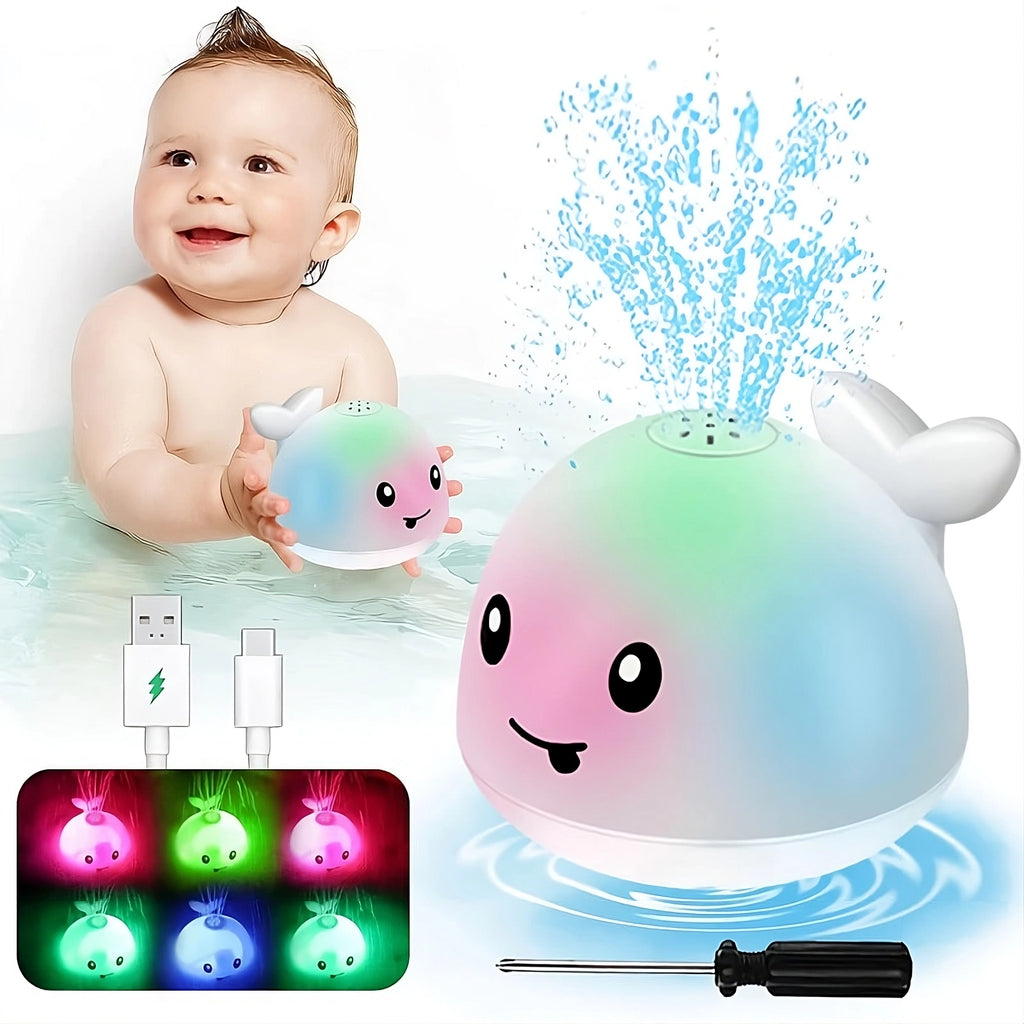 Rechargeable Light-Up Whale Bath Toy – Glowing Fountain Fun for Toddlers