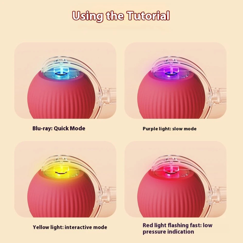 Automatic Rolling Ball Cat Toy with Tail Lamp - USB Rechargeable