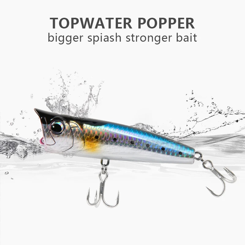 Topwater Popper Fishing Lure - Hard Bait for Bass, Pike & Perch