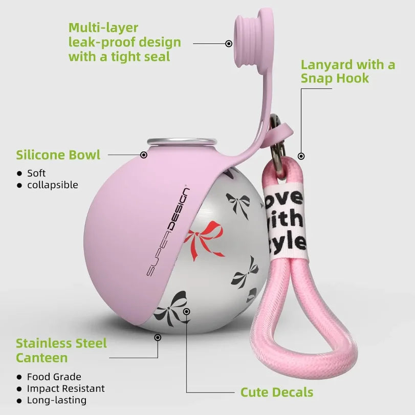 Portable Dog Water Bottle with Bowl