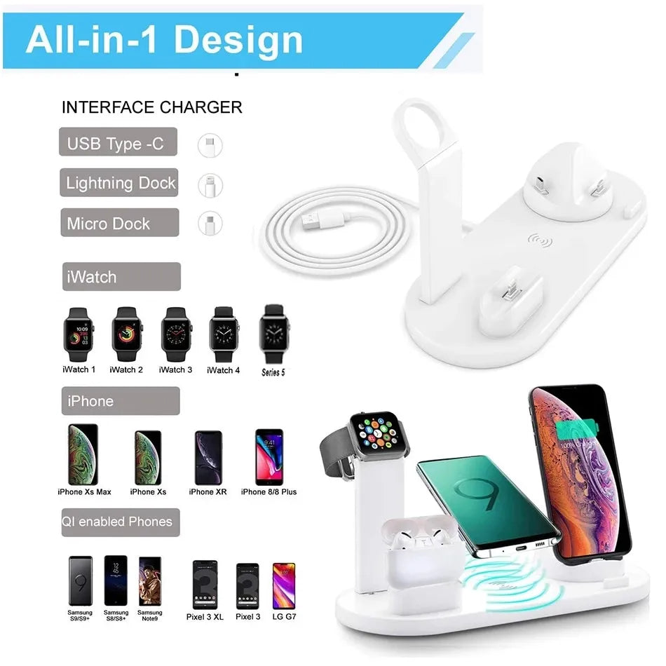 5-in-1 Wireless Charging Station for iPhone, Apple Watch & AirPods