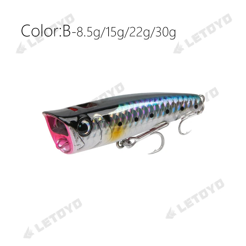 Topwater Popper Fishing Lure - Hard Bait for Bass, Pike & Perch