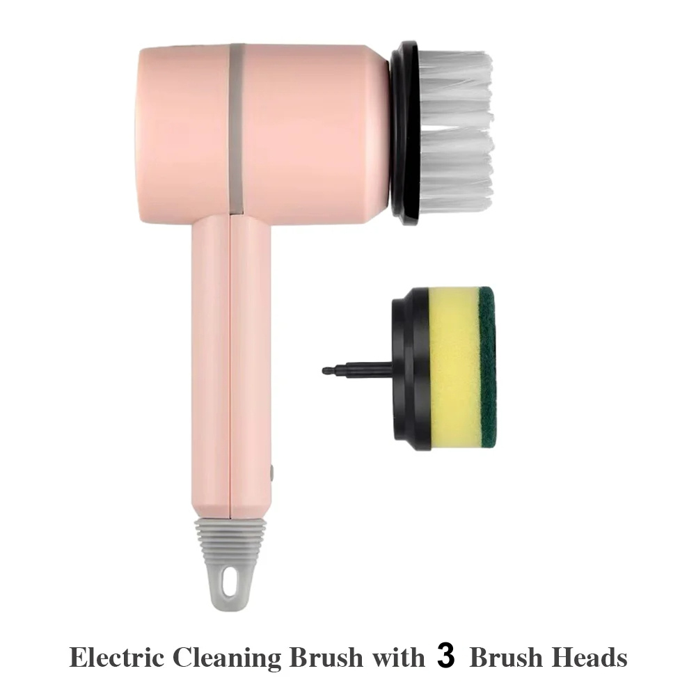 Electric Cleaning Brush - Cordless Power Scrubber with 3 Brush Heads
