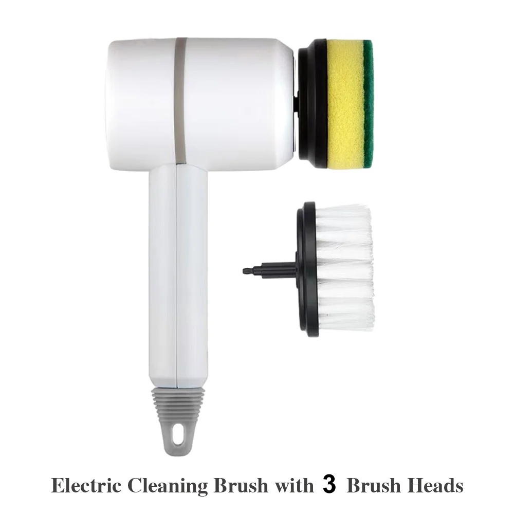 Electric Cleaning Brush - Cordless Power Scrubber with 3 Brush Heads