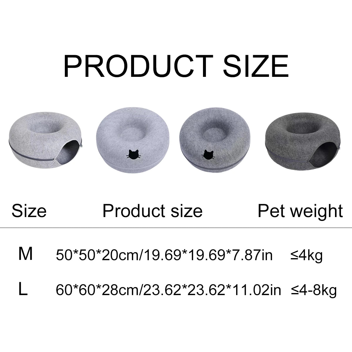 Felt Donut Cat Tunnel Bed – 2-in-1 Hideout & Play Nest